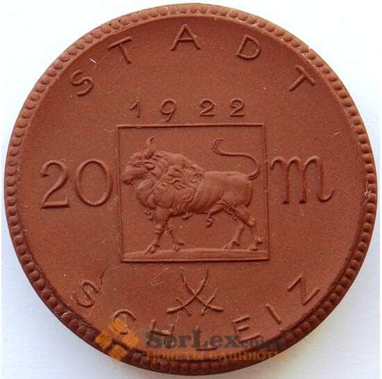 Германия Нотгельд 20 марок 1922 SCHLEIZ Шлайц Керамика (J05.19) арт. 15969
