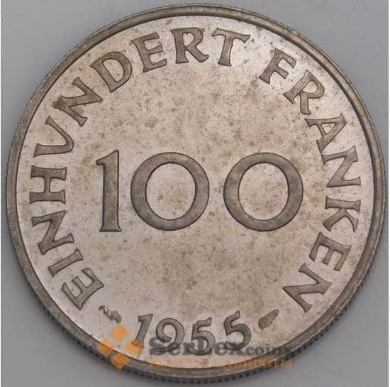 Саар (Саарленд) монета 100 франков 1955 КМ4 AU арт. 43151