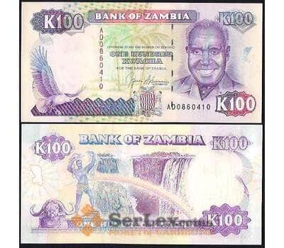 Банкнота Замбия 100 квача 1989-1991 Р34 UNC  арт. В00918
