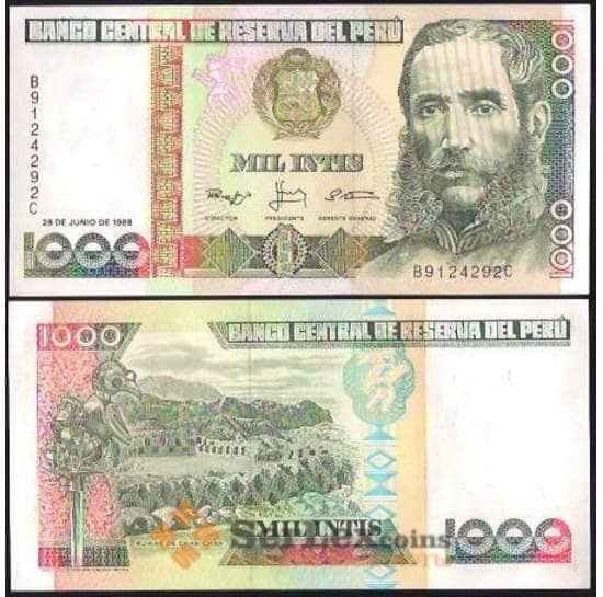 Перу 1000 Инти 1988 Р136 UNC арт. В00928