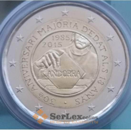 Андорра 2 евро 2015 Совершеннолетие 30 лет закону UNC Блистер арт. С03087