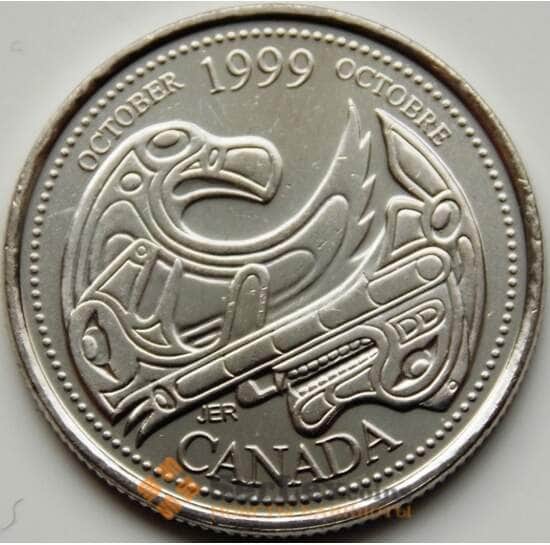 Канада 25 центов 1999 КМ351 UNC Октябрь арт. С03240