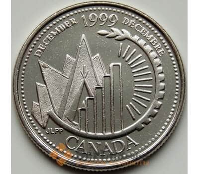 Монета Канада 25 центов 1999 КМ353 UNC Декабрь арт. С03242