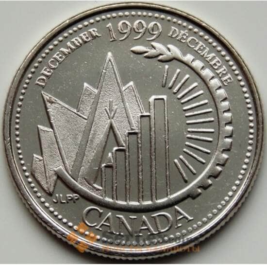 Канада 25 центов 1999 КМ353 UNC Декабрь арт. С03242