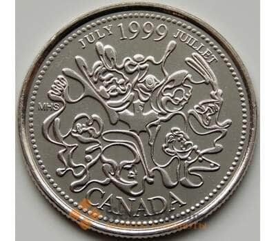 Монета Канада 25 центов 1999 КМ348 UNC Июль арт. С03243