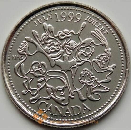 Канада 25 центов 1999 КМ348 UNC Июль арт. С03243