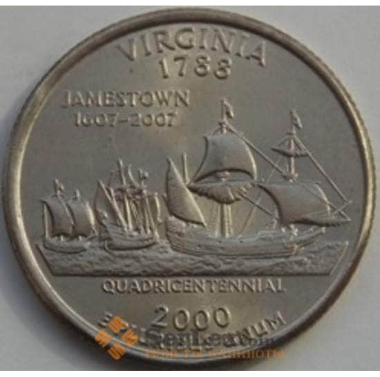США 25 центов 2000 Виргиния D UNC арт. С03262