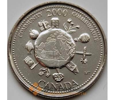 Монета Канада 25 центов 2000 КМ376 UNC Сообщество арт. С03268