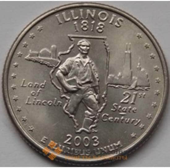 США 25 центов 2003 D UNC Иллинойс арт. С03289