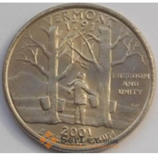 США 25 центов 2001 Вермонт P UNC арт. С03326