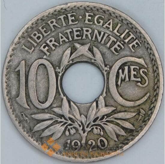 Франция 10 сантимов 1920 КМ866а VF арт. 57042