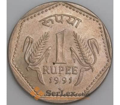 Индия монета 1 рупия 1991 КМ79.5 UNC арт. 47498