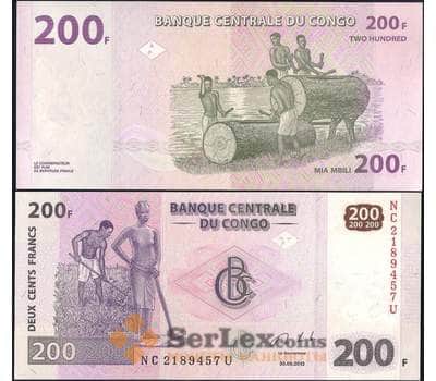 Банкнота Конго 200 Франков 2013 Р99b UNC  арт. 29135