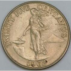 Филиппины 25 сентаво 1962 КМ189 aUNC арт. 56794