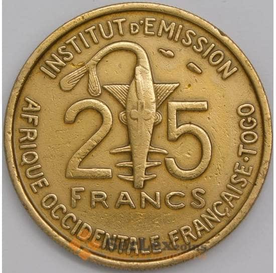 Французская Западная Африка -Того монета 25 франков 1957 КМ9 VF арт. 43359