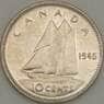 Канада 10 центов 1945 КМ34 UNC Серебро (J05.19) арт. 18214