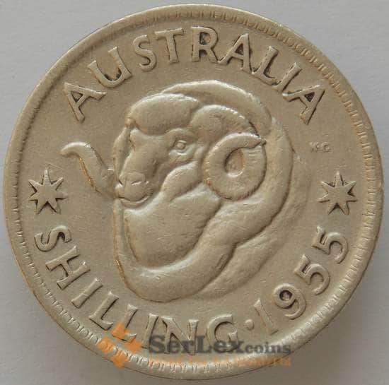 Австралия 1 шиллинг 1955 КМ59 VF Серебро Елизавета II (J05.19) арт. 17285
