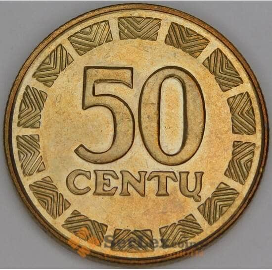 Литва 50 центов 2000 КМ108 UNC арт. 53346
