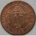 Монета Цейлон 1 цент 1945 КМ11а AU арт. 8448
