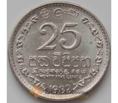 Монета Шри-Ланка 25 центов 1982-1994 КМ141.2 UNC арт. 8441