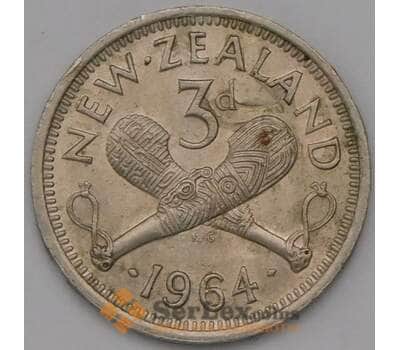 Монета Новая Зеландия 3 пенса 1964 КМ25.2 XF арт. 38101