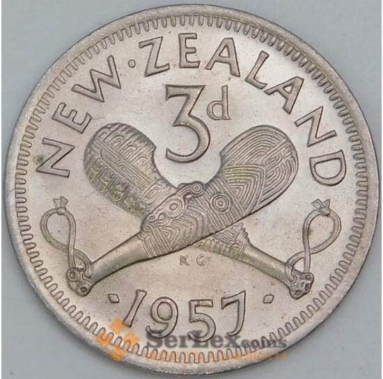 Новая Зеландия 3 пенса 1957 КМ25.2 UNC арт. 56511