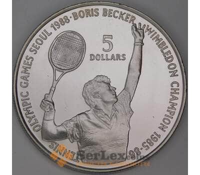 Ниуэ 5 долларов 1987 КМ1 BU Сеул 1988 - Теннис, Борис Беккер арт. 54150