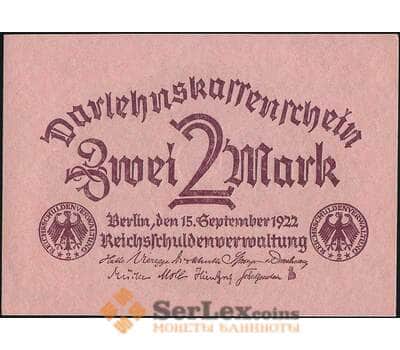 Банкнота Германия 2 марки 1922 Р62 aUNC арт. 31476