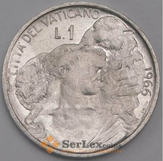 Ватикан монета 1 лира 1966 КМ84 UNC арт. 42428