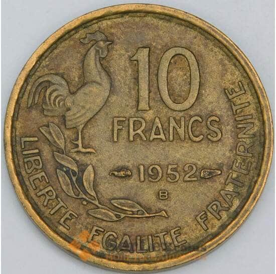 Франция 10 франков 1952 B КМ915.2 VF-XF арт. 57069