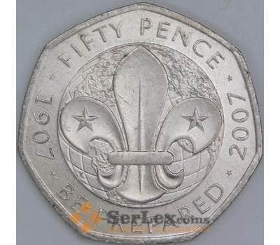 Монета Великобритания 50 пенсов 2007 КМ1073 XF Скаутское движение арт. 7702