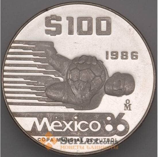 Мексика 100 песо 1986 КМ521 Proof Футбол (n17.19) арт. 19050