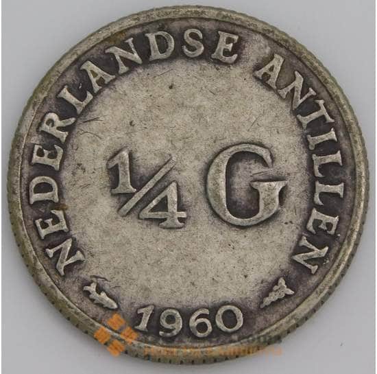 Нидерландские Антиллы монета 1/4 гульдена 1960 КМ4 VF  арт. 46229