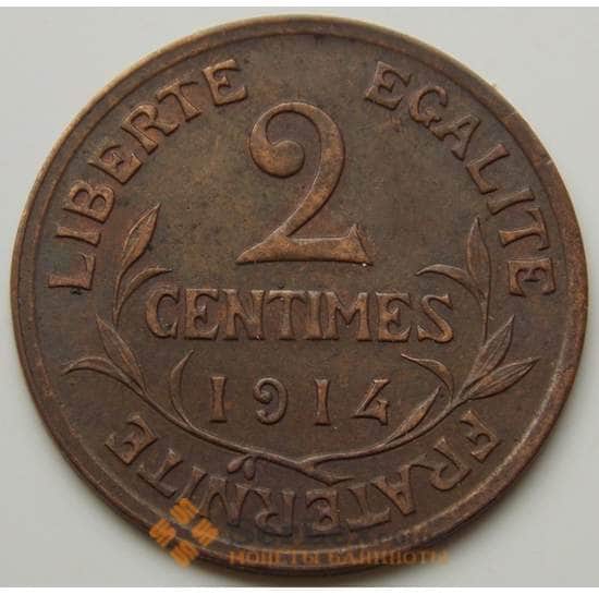 Франция монета 2 сентима 1914 КМ841 VF арт. 7195