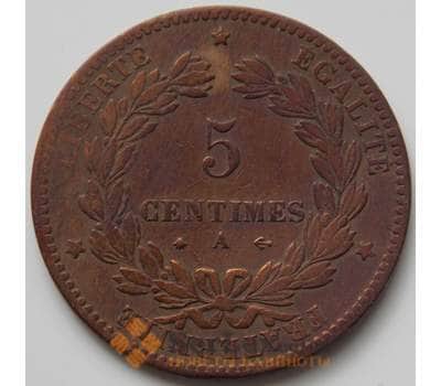 Монета Франция 5 сентим 1874 КМ821.1 F арт. 7175