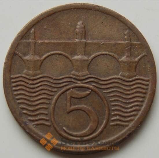 Чехословакия 5 геллеров 1929 КМ6 VF арт. 7223