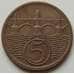 Монета Чехословакия 5 геллеров 1929 КМ6 VF арт. 7223