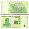 Зимбабве банкнота 500 долларов 2009 Р98 UNC арт. 21837