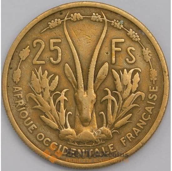 Французская Западная Африка монета 25 франков 1956 КМ7 F арт. 28257