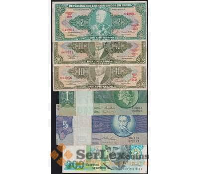 Банкнота Бразилия набор купюр 1 центаво 1 2 5 10 200 кузейро (6 шт.) VF арт. 40567