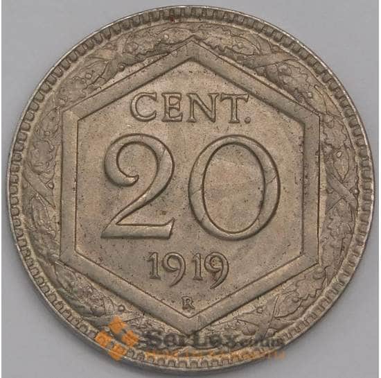 Италия 20 чентезимо 1919 КМ58 aUNC арт. 40508
