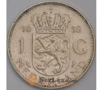 Монета Нидерланды 1 гульден 1958 КМ184 XF-AU мультилот арт. 15104