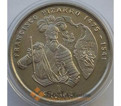 Монета Мэн остров 1 крона 2000 КМ1021 BU Мореплаватель Франциско Писарро арт. 13642