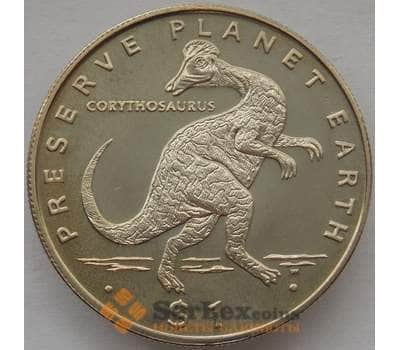 Монета Либерия 1 доллар 1993 КМ109 BU Коритозавр (J05.19) арт. 15651