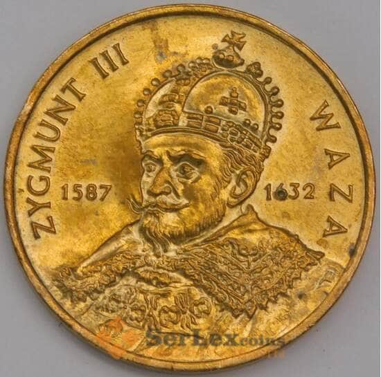 Польша монета 2 злотых 1998 Y336 AU Сигизмунд III Ваза арт. 42105