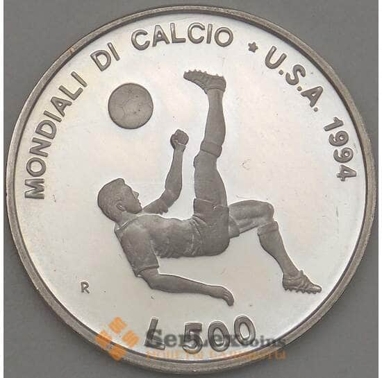 Сан-Марино 500 лир 1994 КМ317 Proof Футбол (n17.19) арт. 21384