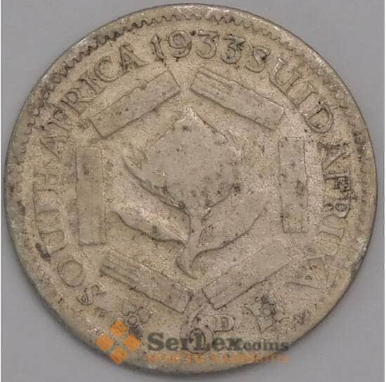 Южная Африка ЮАР монета 6 пенсов 1933 КМ16.2 VG арт. 42131