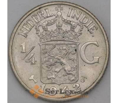 Монета Нидерландская Восточная Индия 1/4 гульдена 1942 S КМ319 aUNC арт. 26145