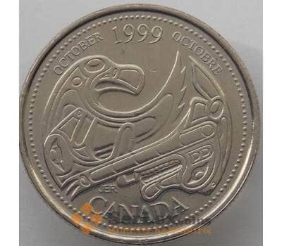 Монета Канада 25 центов 1999 КМ351 UNC Октябрь (J05.19) арт. 17472