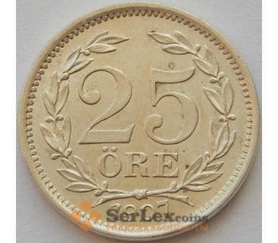 Монета Швеция 25 эре 1907 EB КМ775 UNC Серебро (J05.19) арт. 16597
